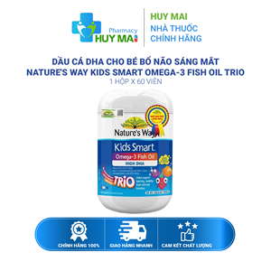 Dầu Cá DHA Cho Bé Bổ Não Sáng Mắt Nature's Way Kids Smart Omega-3 Fish Oil Trio Hộp 60V