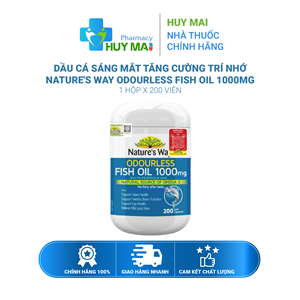 Dầu Cá Sáng Mắt Tăng Cường Trí Nhớ Nature's Way ODourless Fish Oil 1000mg 200v