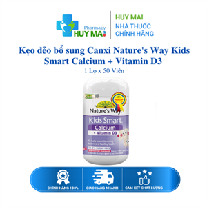 Kẹo dẻo bổ sung Canxi Nature's Way Kids Smart Calcium + Vitamin D3 Lọ 50 Viên