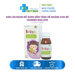 Siro Ăn Ngon Bổ Sung Kẽm Tăng Đề Kháng Cho Bé Hunmed Biolizin 50ml