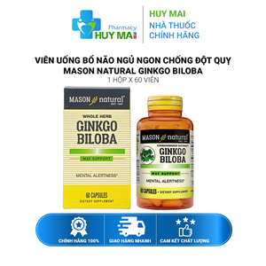 Viên Uống Bỗ Não Ngủ Ngon Chống Đột Quỵ Mason Ginkgo Biloba 60V