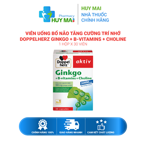 Viên Uống Bổ Não tăng cường trí nhớ Doppel Herz Ginkgo + Vitamin B + Choline 30V