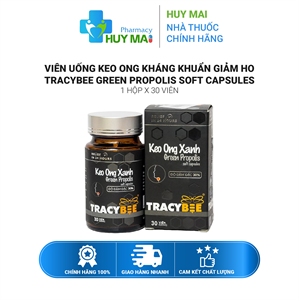 Viên Uống Keo Ong Kháng Khuẩn Giảm Ho Tracybee Green Propolis Soft Capsules 30v