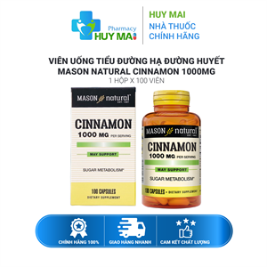 Viên Uống Tiểu Đường Hạ Đường Huyết Mason natural Cinnamon 1000mg Hộp 100v