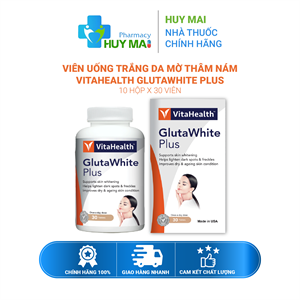 Viên Uống Trắng Da Mờ Thâm Nám VitaHealth GlutaWhite Plus 30V