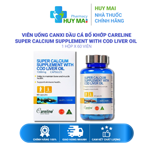 Viên uống canxi dầu cá bổ khớp Careline Super Calcium Supplement With Cod Liver Oil Hộp 60 viên