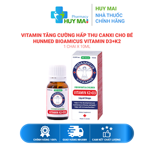 Vitamin K2+D3 Hunmed Bioamicus Tăng Cường Hấp Thu Canxi Chai 10ml